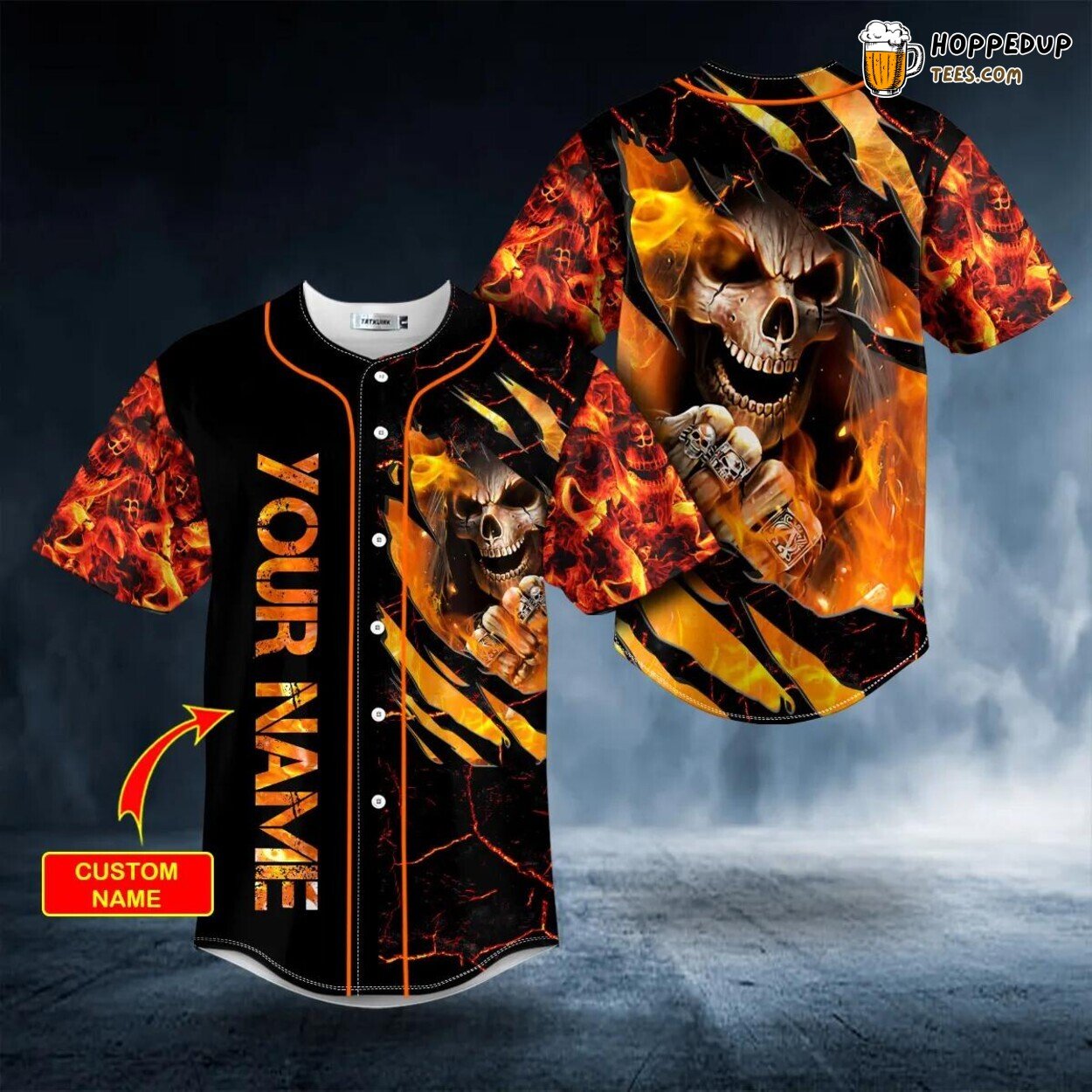 Angry Crack Lava Fire Skull Baseball Jersey Unique Authentic Design