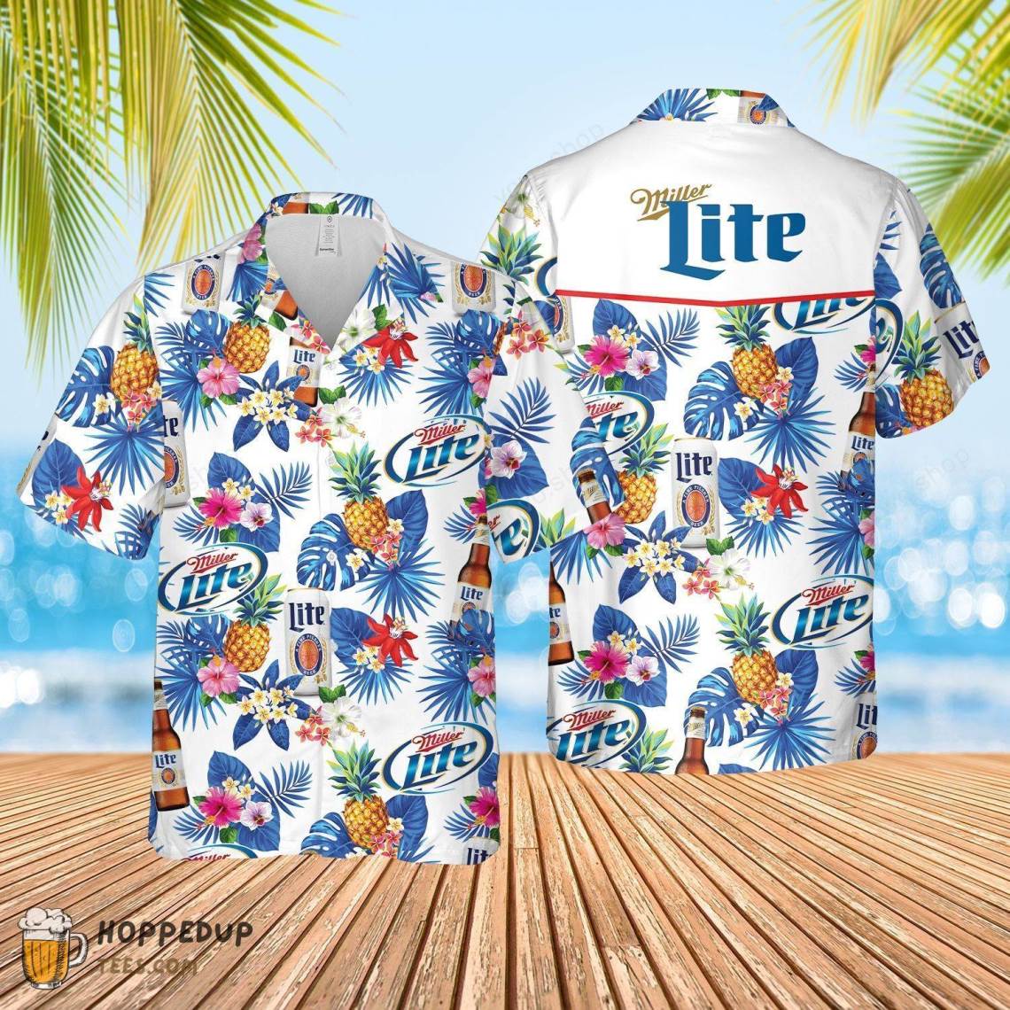 Miller Lite Hawaiian Shirts HoppedUp Tees
