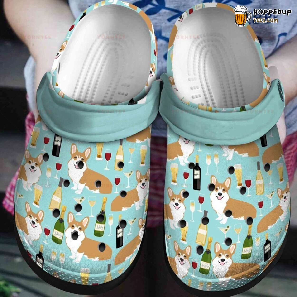 Corgi Alcohol Fashion Lover Gift Stylish Comfy Rubber Clog Shoes