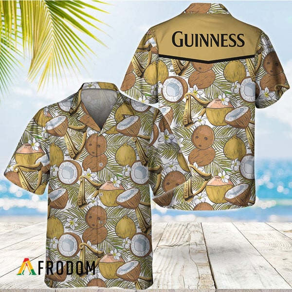 Guinness Hawaiian Shirt with Tropical Beach Coconuts HU HoppedUp Tees