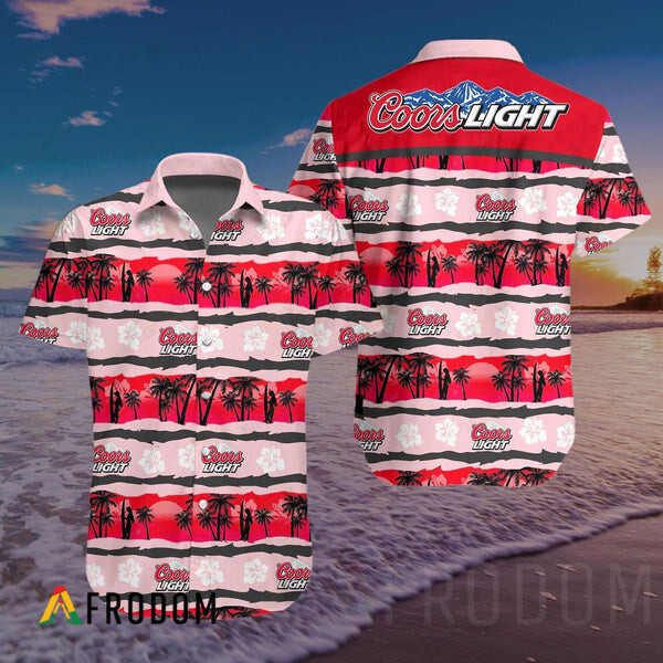 Tropical Beach Button Shirt Coors Light HU HoppedUp Tees
